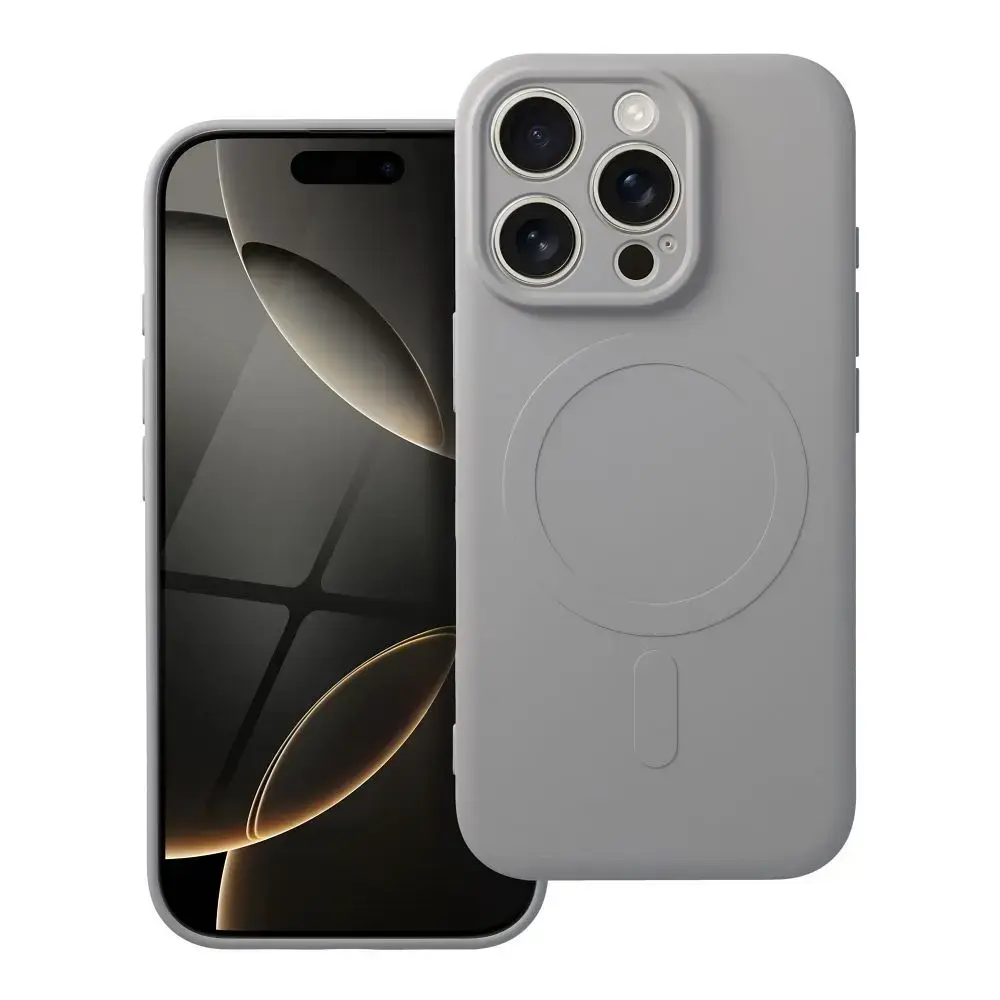 Silicone Mag Cover phone case with MagSafe support for iPhone 16 Pro gray