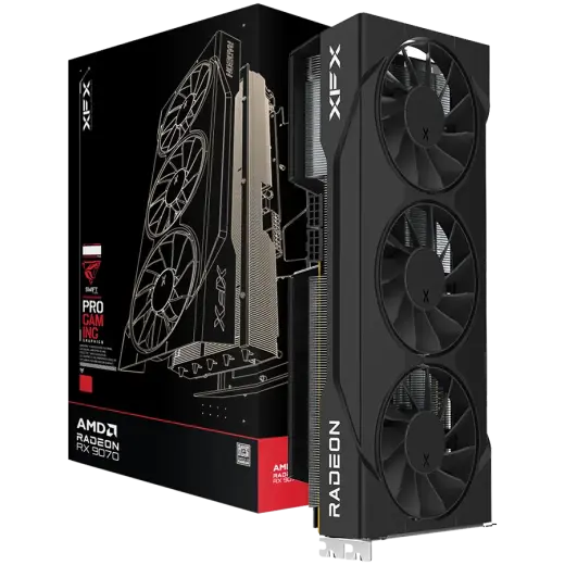 XFX Swift AMD Radeon RX 9070 GRE Triple 90mm Fan Gaming, 12GB GDDR6 192bit, 2790MHz / 18Gbps, HDMI 3xDP, AMD RDNA 4, 3 fan, 2 slot