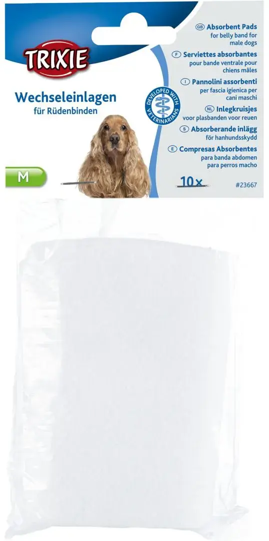 Biksīšu ieliktnīši suņiem - Trixie Pads for belly band for male dogs, M, 10 gab.