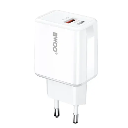 BWOO CDA182 tīkla lādētājs | 20W | PD, QC | USB-A, USB-C | melns