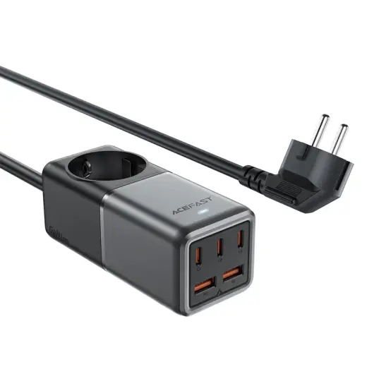 Acefast Z2 tīkla lādētājs | 75W | PD, GaN | USB-C, USB-A | melns pelēks