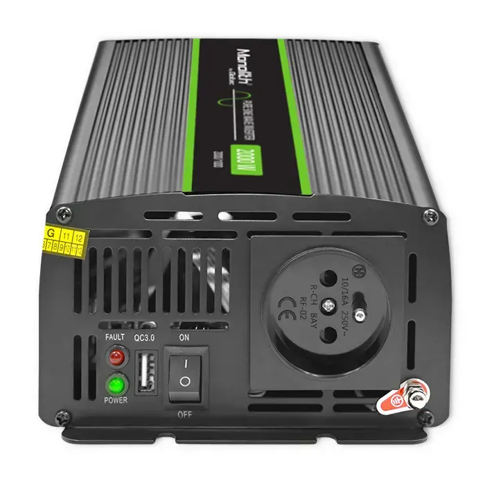 Qoltec Pure Sine Wave Inverter Monolith | 1000W | 2000W | 12V to 230V