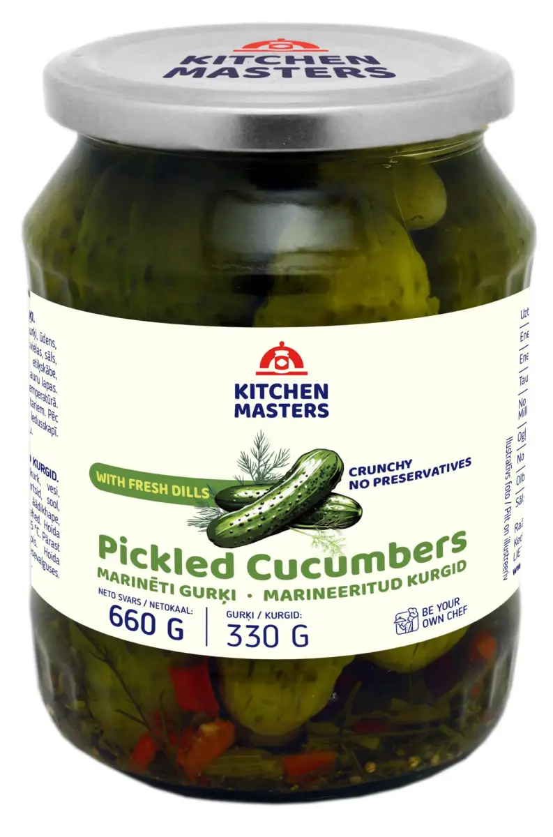 Gurķi marinēti KITCHEN MASTERS, 660g/330g