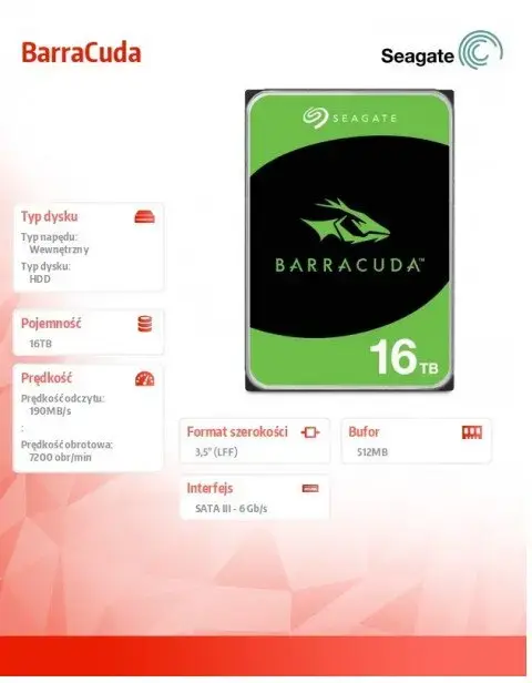 SEAGATE Desktop Barracuda 16TB HDD