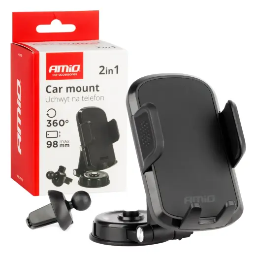 Rotating dashboard air vent phone holder 360° 2in1 AMIO-04138