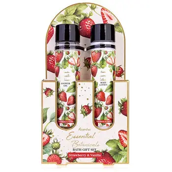 Accentra Strawberry & Vanilla Essential Botanicals Body Care Set - Dárková sada ve zkumavkách