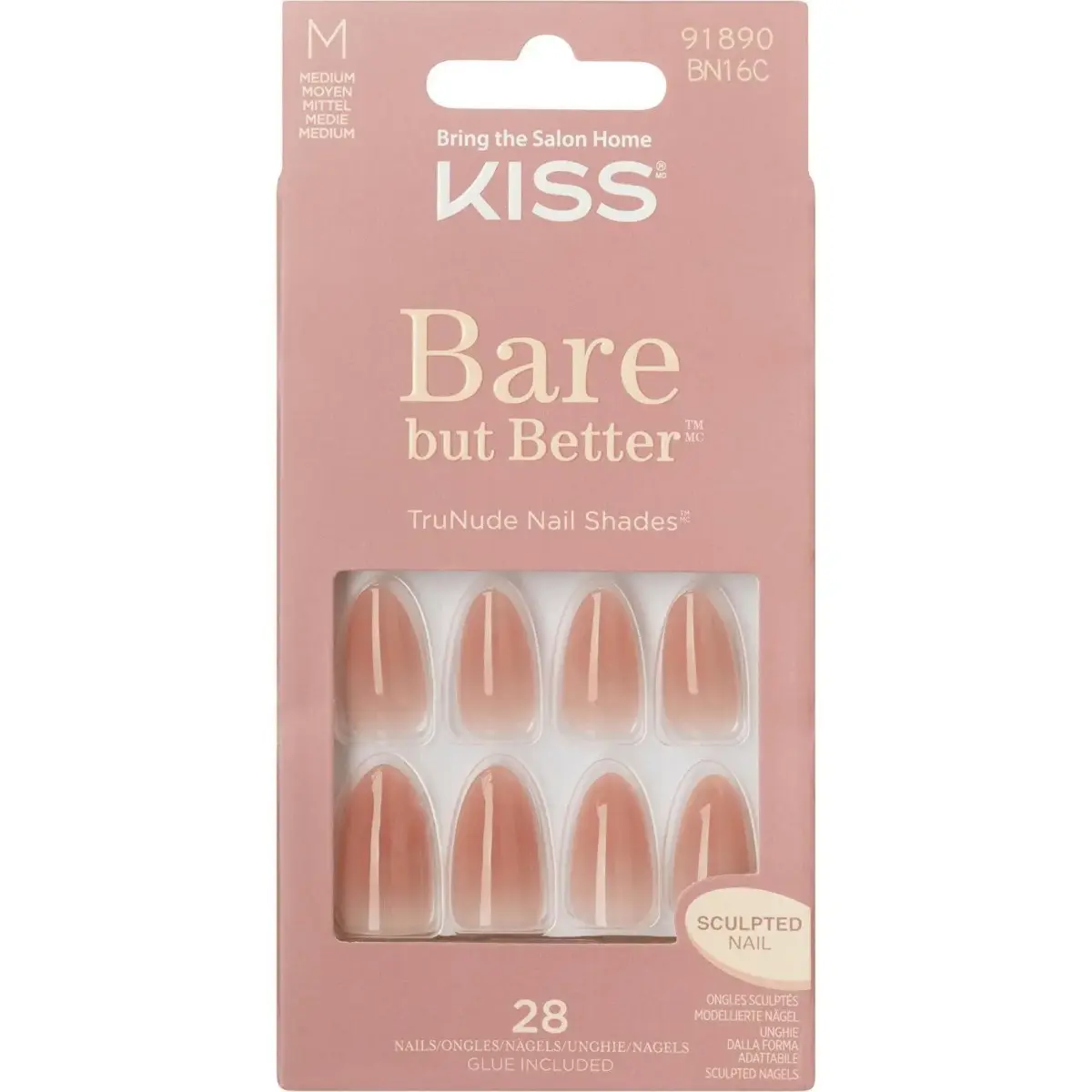 KISS Bare but Better Press on Glue Nails - Fairest Nude
