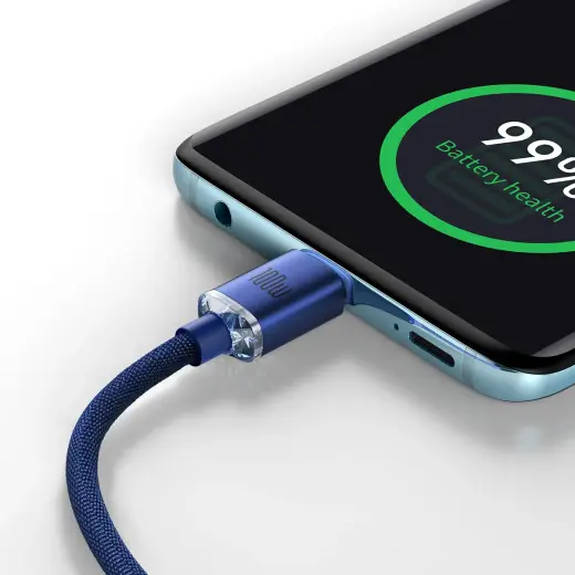 Baseus Crystal Shine Series datu pārraides un uzlādes vads | USB-C uz USB-C | 100W | 2m | zils