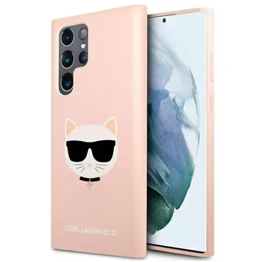 Karl Lagerfeld KLHCS22LSLCHPI S22 Ultra S908 hardcase różowy|pink Silicone Choupette Head