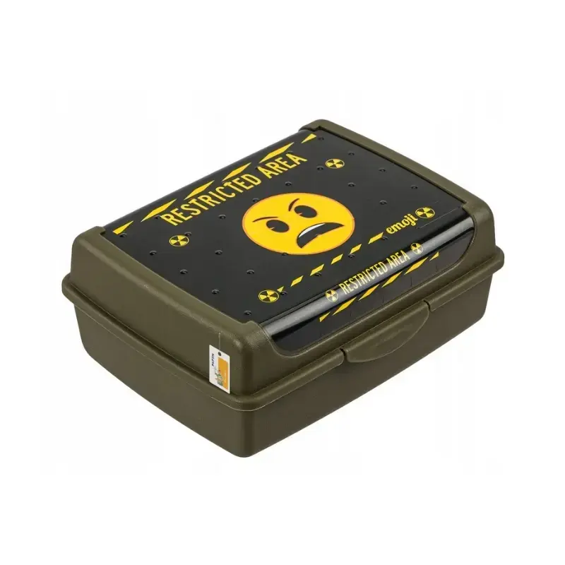 Pārtikas uzglabāšanas trauks deco-click-box midi 1L Carla "Emoji Danger" 17x13x7cm olīvu krāsā