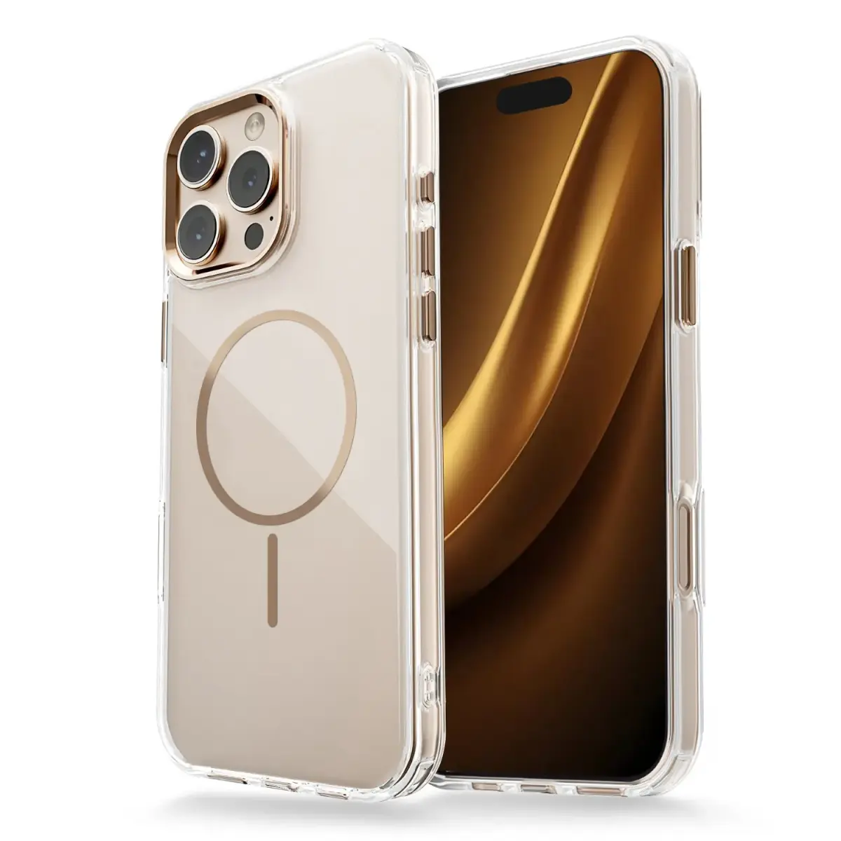 Clear Thin Mag case for iPhone 17 Pro 6,3" gold