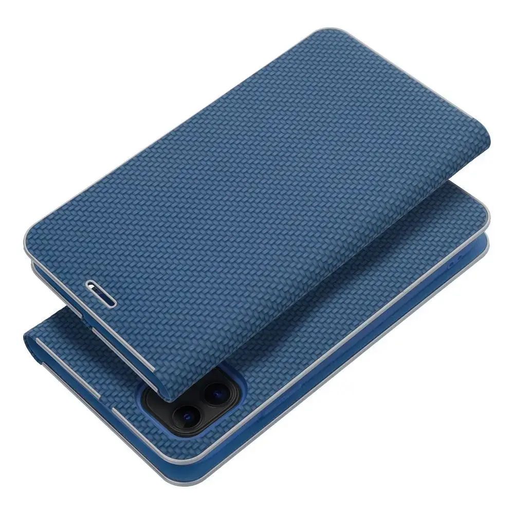 LUNA Book Carbon grāmatveida maciņš telefonam iPhone 16 Pro Max zils
