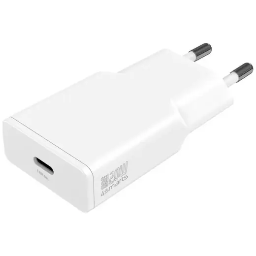 4smarts PDPlug Slim tīkla lādētājs | 20W | PD, GaN, PPS | USB-C | balts