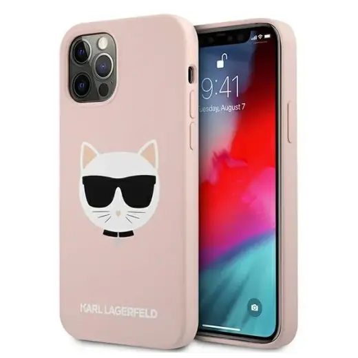 KLHCP12LSLCHLP Karl Lagerfeld Choupette Head Silicone Case for iPhone 12 Pro Max 6.7 Pink