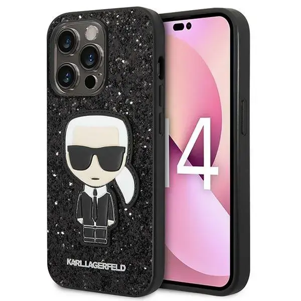 Karl Lagerfeld Glitter Flakes Ikonik Case for iPhone 14 Pro Max Black