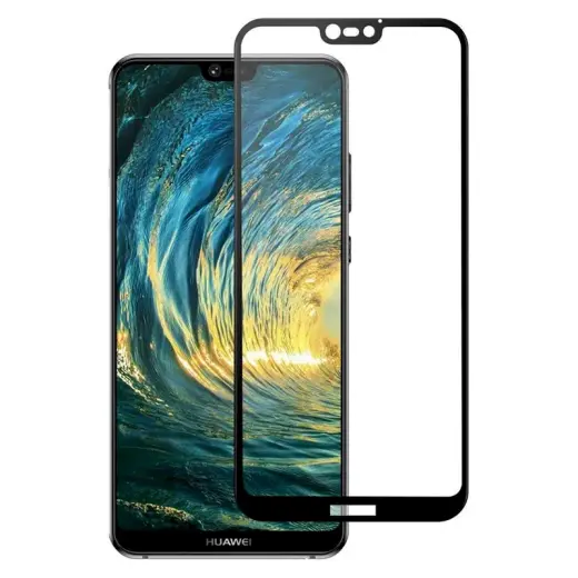 Fusion Full Glue 5D Tempered Glass Aizsargstikls Pilnam Ekrānam Huawei P20 Melns