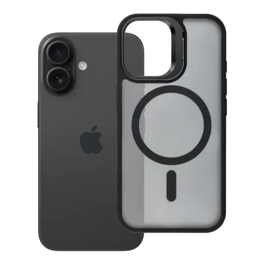 Forcell F-Protect Shadow Stand Premium phone case with stand and MagSafe support for iPhone 16 black
