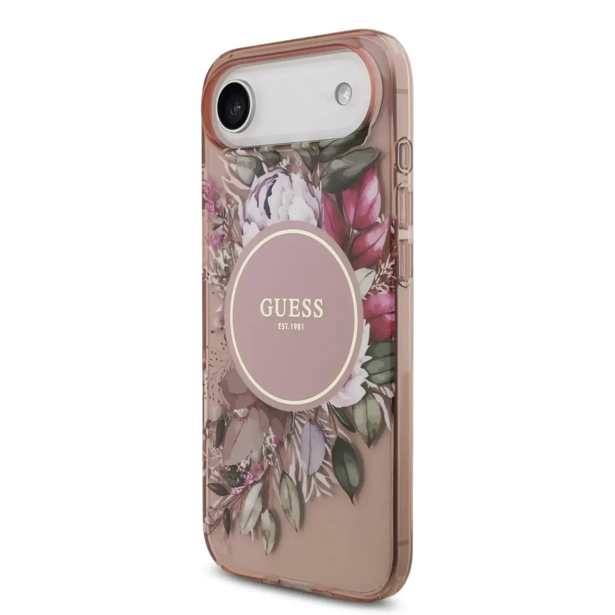 Guess IML Flowers Strap MagSafe Case for iPhone Air Pink