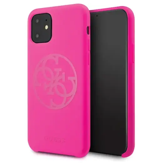 Guess GUHCN65LS4GFU iPhone 11 Pro Max fuksja|fuchsia hard case Silicone 4G Tone On Tone
