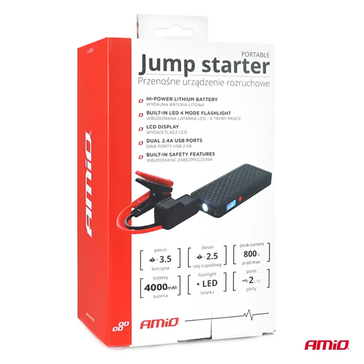 Portable Jump starter with Powerbank 12V 4Ah 800A SJ02