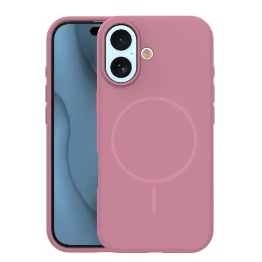 Silicone Thin phone case with MagSafe support for iPhone 17 pink