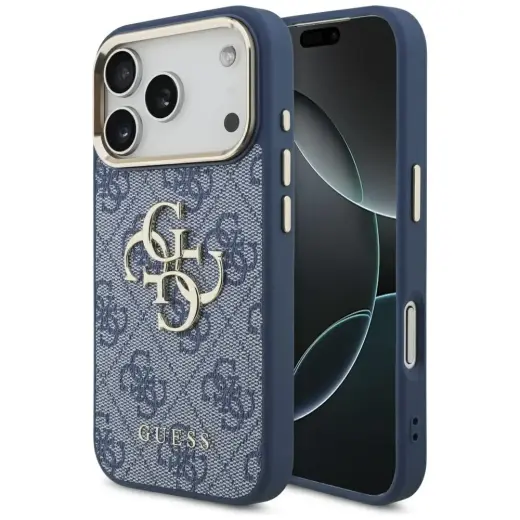 Guess 4G Big 4G Classic Logo чехол для телефона iPhone 17 Pro синий золотой