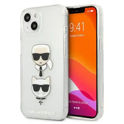 Karl Lagerfeld KLHCP13MKCTUGLS iPhone 13 6,1" srebrny|silver hardcase Glitter Karl`s & Choupette
