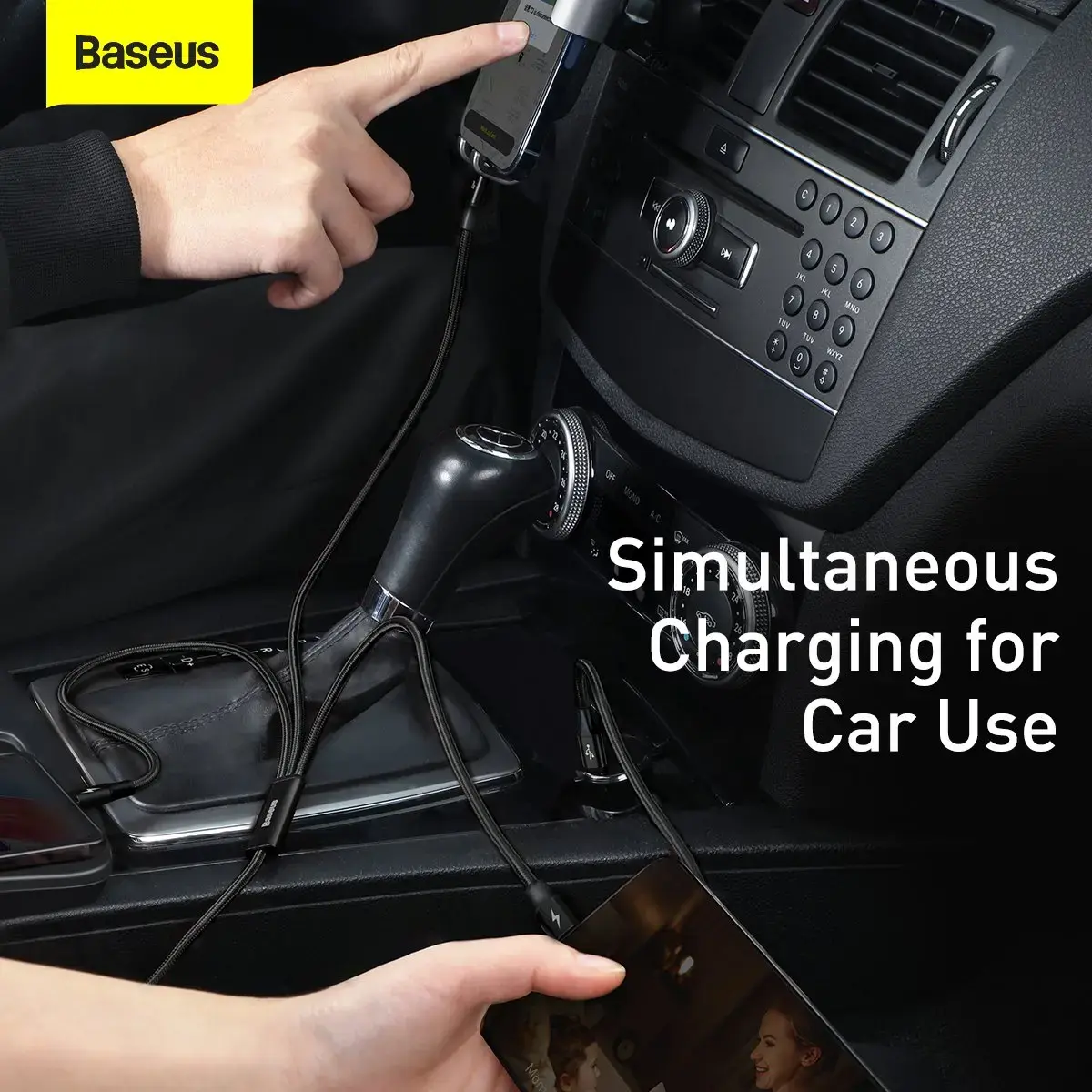 Baseus Rapid Series 3-in-1 datu pārraides un uzlādes vads | USB-C uz USB-C, Lightning, Micro USB | 20W | 1.5m | melns