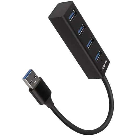 AXAGON HUE-M1A 4x USB3.2 Gen 1 MINI hub, metal, 20cm USB-A cable