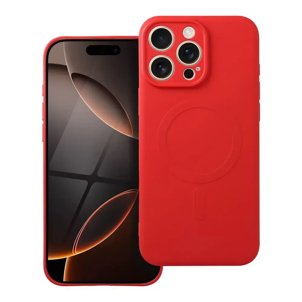 Silicone Mag Cover maciņš ar MagSafe atbalstu telefonam iPhone 16 Pro Max sarkans
