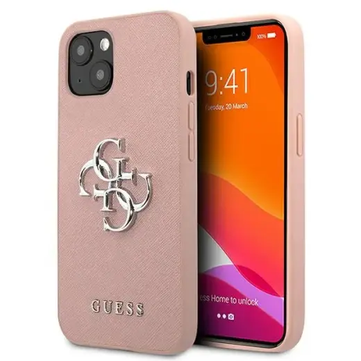 Guess GUHCP13SSA4GSPI iPhone 13 mini 5,4" różowy|pink hardcase Saffiano 4G Metal Logo