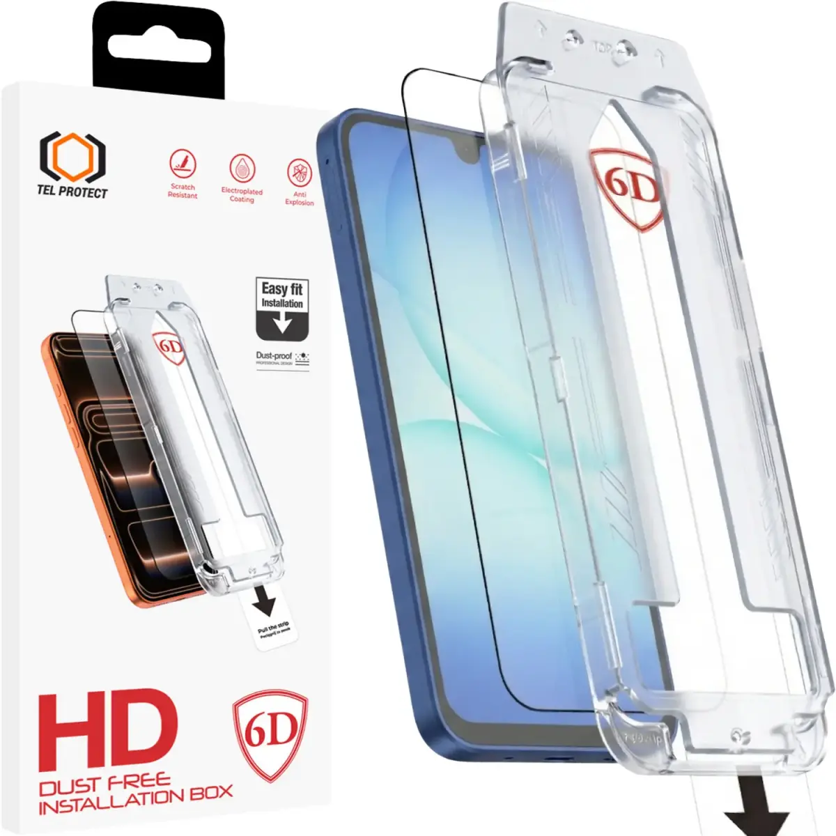 Tel Protect Dust-Free Easy Fit Full Glue 6D Tempered Glass for Samsung Galaxy A16/A17 4G/5G black