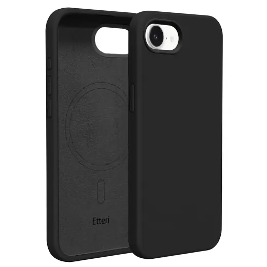 Etteri Silicone Mag telefono dėklas su MagSafe palaikymu iPhone 16e juodas