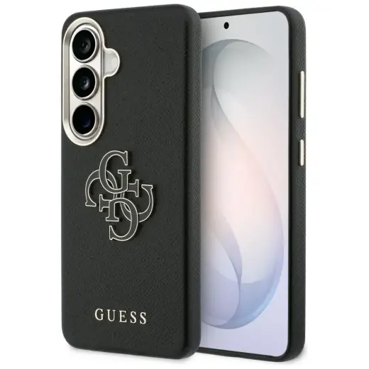 Guess Grained Big 4G Metal Logo maciņš telefonam Samsung Galaxy S26 (S942) melns
