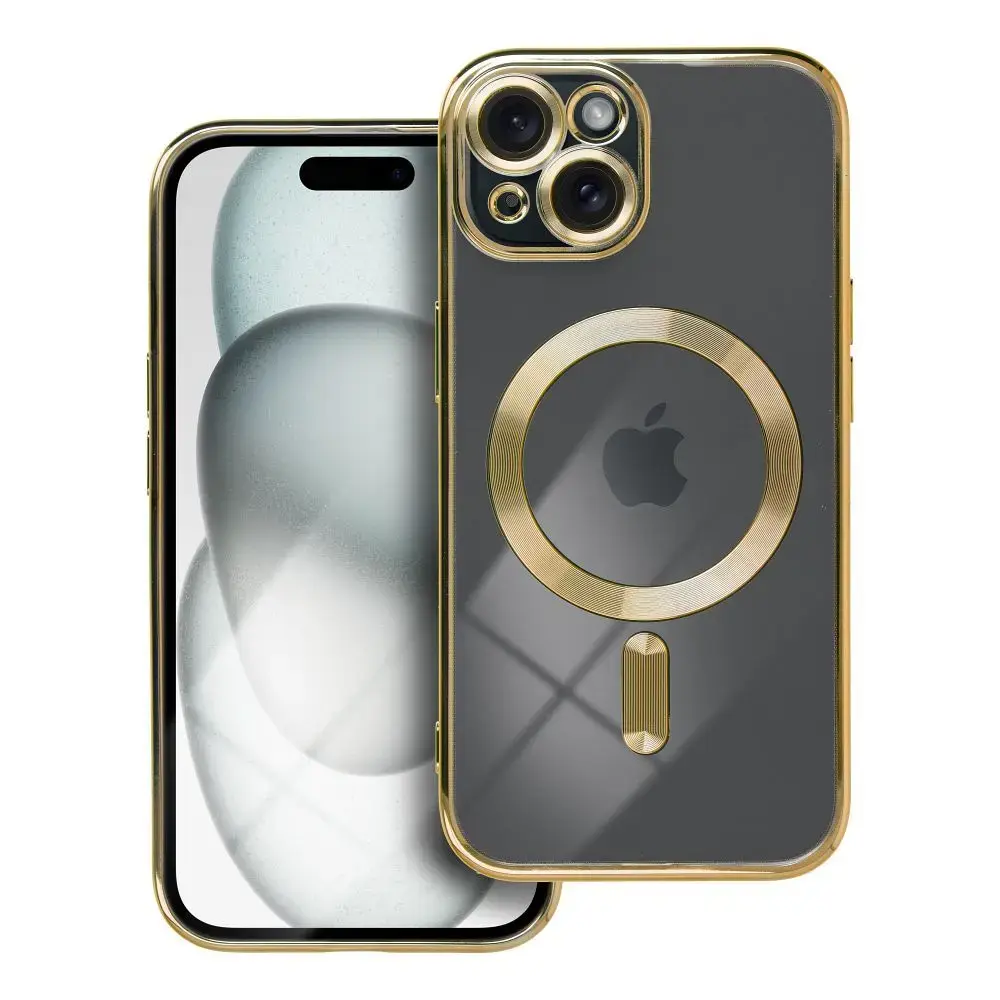 Electro Mag maciņš ar MagSafe atbalstu telefonam iPhone 15 zelta krāsā
