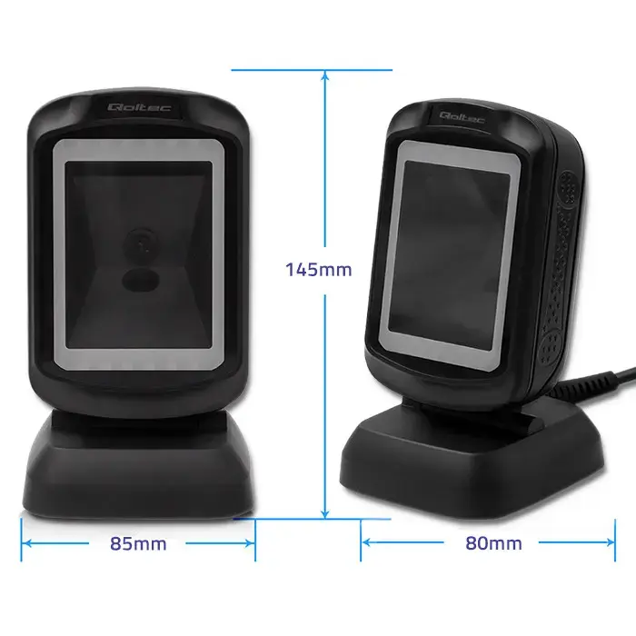 Qoltec Stationary barcode reader and QR code scanner | 1D 2D | USB | Fast