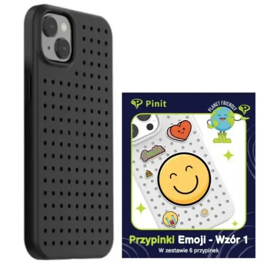 Pinit Dynamic Emoji Pin maciņš telefonam iPhone 14 Plus | iPhone 15 Plus melns