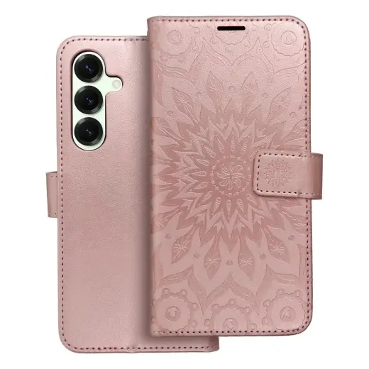 MEZZO mandala raamatutüüpi telefoni ümbris Samsung Galaxy S25+ (S936) roosa kuldne