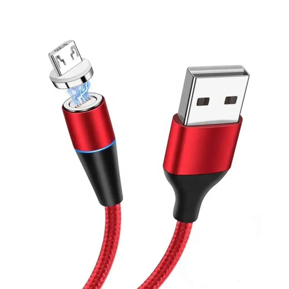 Cable Magnetic Type 2 - USB to Micro USB - with detachable plug 3A 1 Meter RED