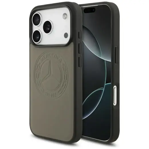 Mercedes Leather Vintage Logo maciņš ar MagSafe atbalstu telefonam iPhone 17 Pro taupe