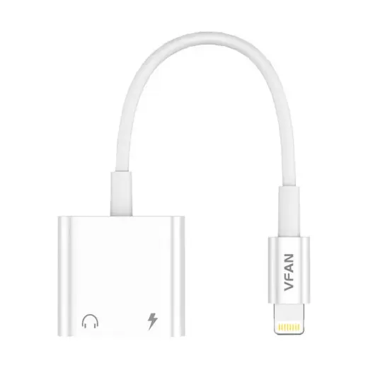 Cable Vipfan L10 Lightning to Lightning + mini jack 3.5mm AUX, 10cm (biały)
