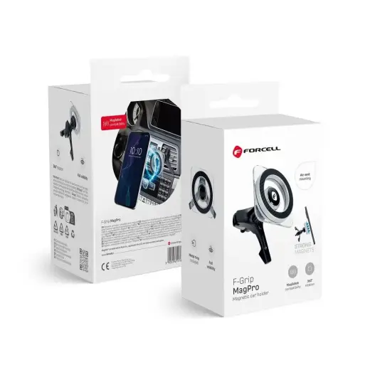 Magnetic car phone holder compatible with Magsafe Forcell F-Grip MagPro air vent black