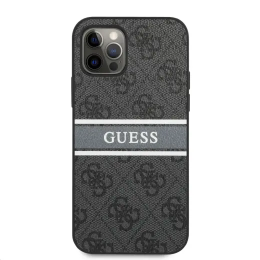 GUHCP12L4GDGR Guess PU 4G Printed Stripe Case for iPhone 12 Pro Max Grey