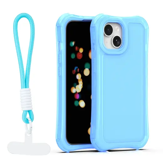 Safepop telefono dėklas su dirželiu iPhone 15 mėlynas