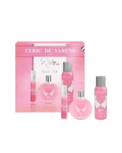 Set Ulric De Varens: Reve De Varens, Eau De Parfum, For Women, 50 ml + Reve De Varens, Eau De Parfum, For Women, 20 ml + Reve De Varens, Deodorant Spray, For Women, 125 ml
