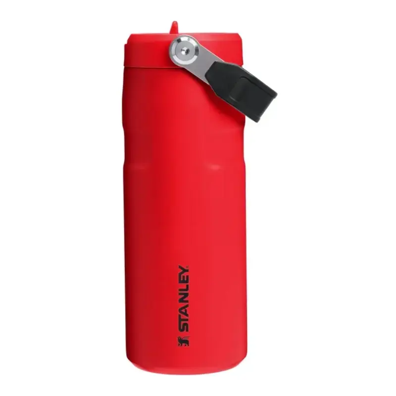 Termopudele ar salmiņu The IceFlow Bottle Flip Straw 2.0 0,47L tumši sarkana