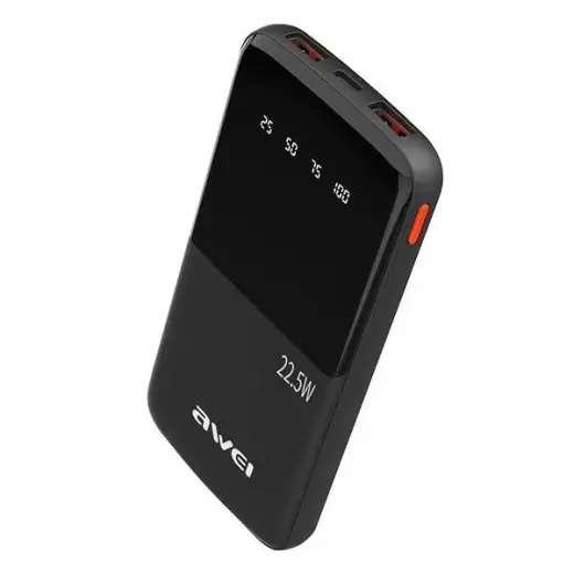 AWEI P10K ārējais akumulators (powerbank) | 10000 mAh | 22.5W | melns