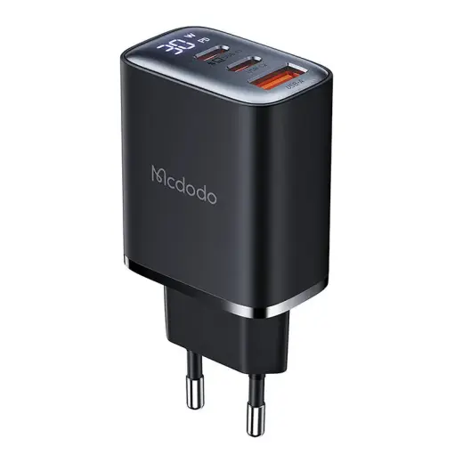 Mcdodo CH-2180 travel charger | 30W | USB-C, USB-A | with LCD display | black