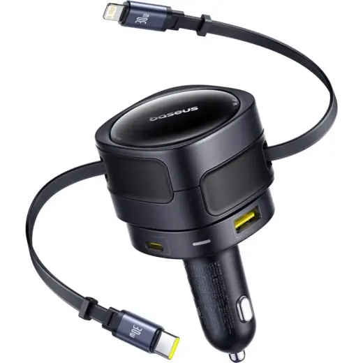Baseus PD automašīnas lādētājs | 90W | USB-C, USB-A | melns