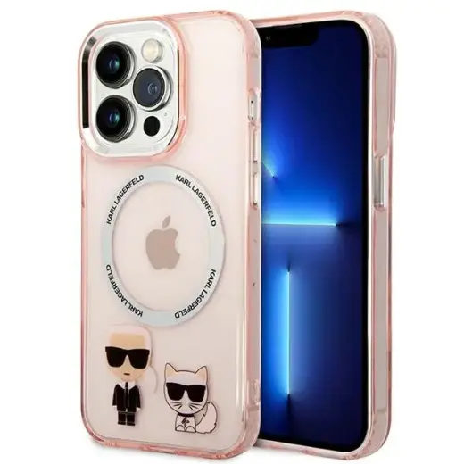 Karl Lagerfeld KLHMP14XHKCP iPhone 14 Pro Max 6,7" hardcase różowy|pink Karl & Choupette Aluminium Magsafe